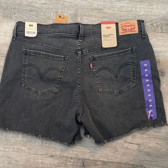 Levi's Charcoal Mid Length Denim Jean Shorts - Picture 2 of 6